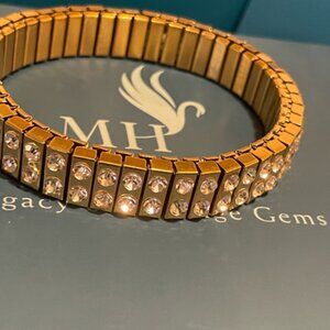 Retro Gold Diamond Bracelet | 18K Gold Plated Zircon Statement Bangle